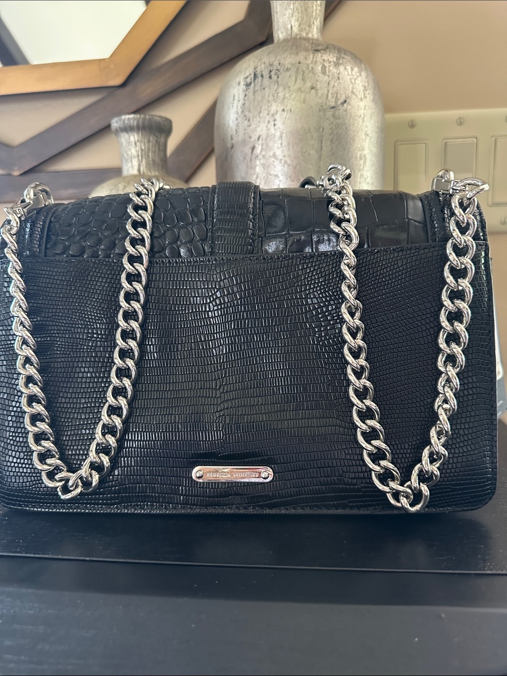 Rebecca Minkoff Love Croc-Embossed Crossbody Bag